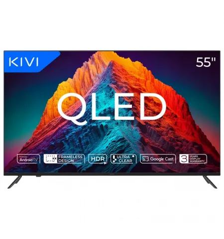 55" QLED SMART Телевизор KIVI 55U770QB, 3840x2160 4K UHD, Android TV, Чёрный