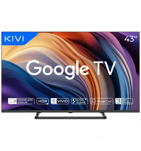 43" LED SMART Телевизор KIVI 43U710QB, 3840x2160 4K UHD, Google TV, Чёрный