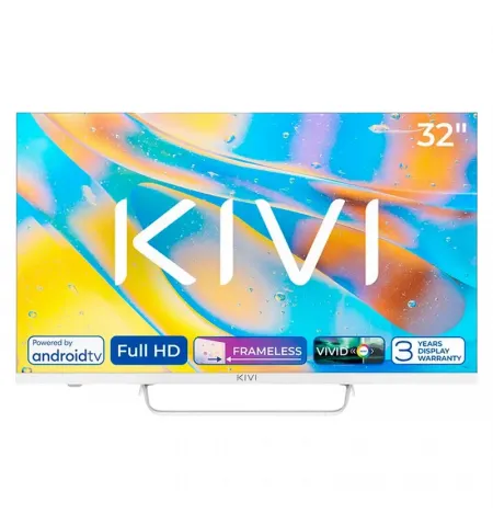 32" LED SMART Телевизор KIVI 32F760QW, 1920x1080 FHD, Android TV, Белый