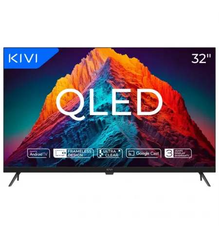 32" QLED SMART Телевизор KIVI 32F770QB, 1920x1080 FHD, Android TV, Чёрный