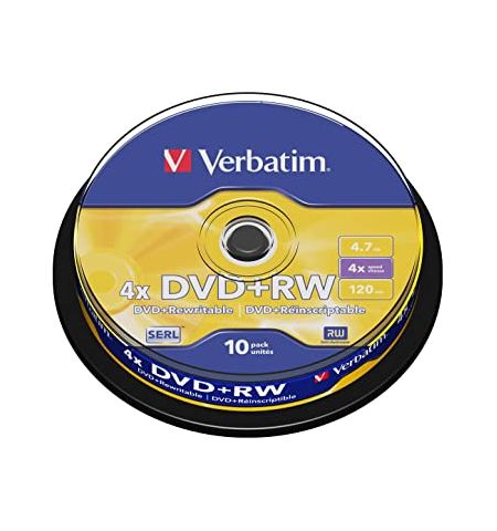 Verbatim DataLifePlus DVD+RW SERL4.7GB 4X MATT SILVER SURFAC - Spindle 10pcs.