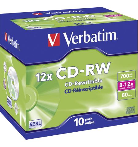 Verbatim DataLifePlus CD-RW SERL 700MB 12X SCRATCH RESISTANT SURFACE  - Jewel Case 10pcs.