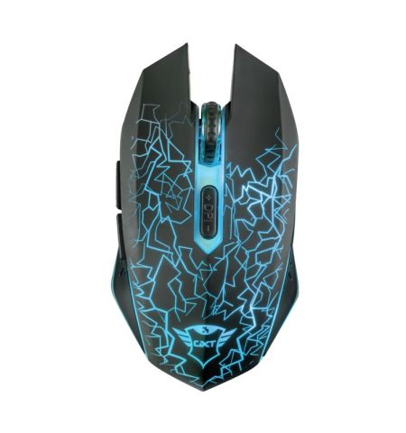 Trust Gaming Mouse GXT 107 Izza Wireless, Micro receiver, 800-2400 dpi, 6 buttons and unique LED light design, Rubberized top cover for a firm grip, Black