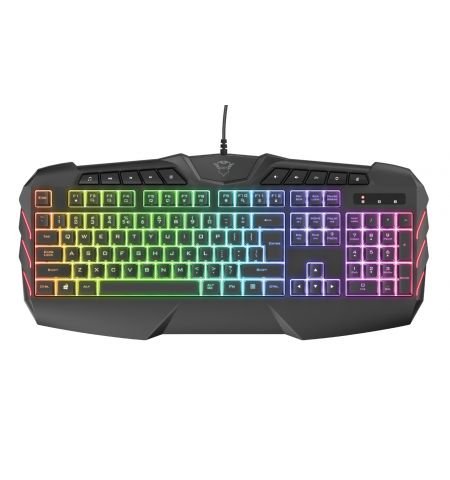 Trust Gaming GXT 881 ODYSS Semi-Mechanical Keyboard, RU, 10 Direct access keys and 12 multimedia keys for quick control, AnMulticolour LED illumination in 6 different light modes and adjustable brightness, USB, Black