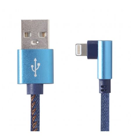 Cable 8-pin 1m - CC-USB2J-AMLML-1M-BL, Premium jeans (denim) 8-pin cable with metal connectors, 1 m, blue, angled