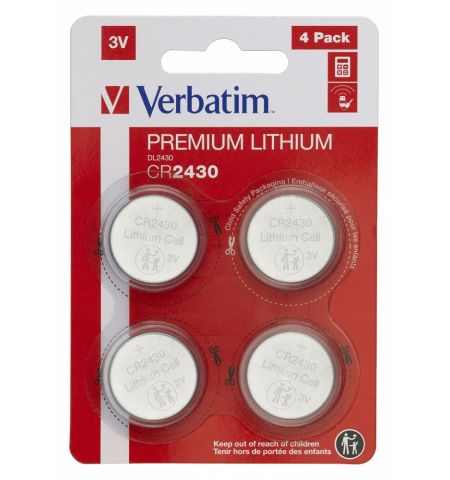 Verbatim Lithium Battery CR2430 3V 4pcs, Blister pack