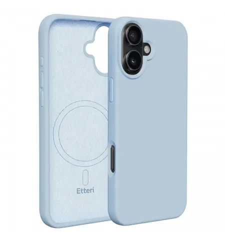 Чехол Etteri Silicone Mag case для iPhone 16 Plus, Голубой