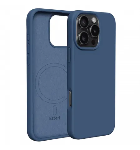 Чехол Etteri Silicone Mag case для iPhone 16 Pro, Темно-синий