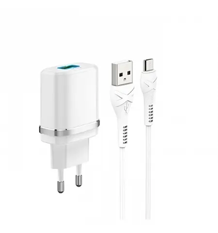 Зарядное устройство Xpower Charger + Micro-USB Cable, 1USB, QC3.0, Белый