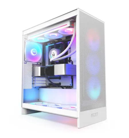 Компьютерный корпус NZXT H7 Flow RGB, Midi-Tower, Без блока питания, Белый