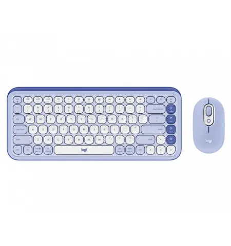 Клавиатура и мышь Logitech POP ICON Combo, Беспроводное, Liliac | White