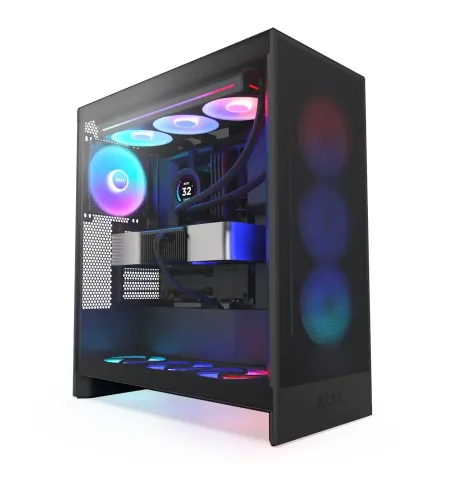 Компьютерный корпус NZXT H7 Flow RGB, Midi-Tower, Без блока питания, Чёрный