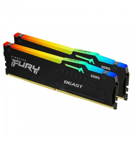 Оперативная память Kingston FURY Beast RGB, DDR5 SDRAM, 6400 МГц, 64Гб, KF564C32BBEAK2-64