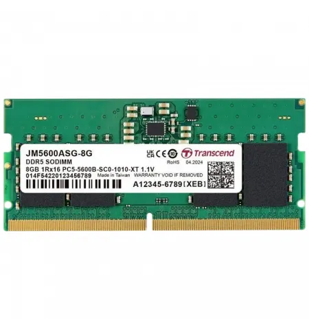 Оперативная память Transcend JM5600ASG-8G, DDR5 SDRAM, 5600 МГц, 8Гб, JM5600ASG-8G