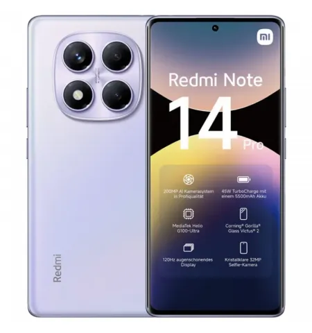 Смартфон Xiaomi Redmi Note 14 Pro 4G, 8Гб/256Гб, Aurora Purple