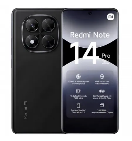 Смартфон Xiaomi Redmi Note 14 Pro 5G, 8Гб/256Гб, Midnight Black