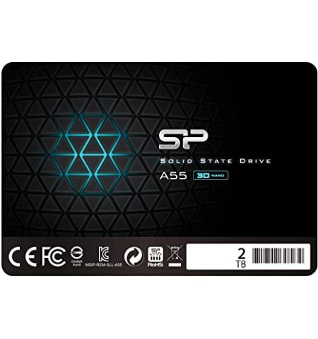 2.5” SSD 2.0TB  Silicon Power  Ace A55, SATAIII, SeqReads: 500 MB/s, SeqWrites: 450 MB/s, MTBF 1.5mln, SLC Cache technology, BBM, SP Toolbox, 7mm, 3D NAND TLC