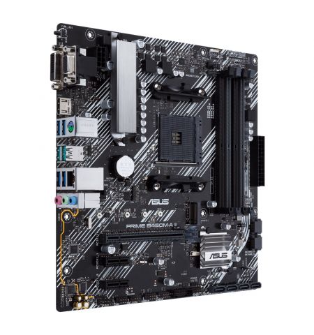 ASUS PRIME B450M-A II, Socket AM4, AMD B450, Dual 4xDDR4-4400, APU AMD graphics, VGA, DVI, HDMI, 1xPCIe X16, 6xSATA3, RAID, 1xM.2, ALC887 HDA, 2xPCIe X1, GbE LAN, 2xUSB3.2 Gen 2, 6xUSB3.2, Aura Sync RGB, 5X Pro.III, mATX