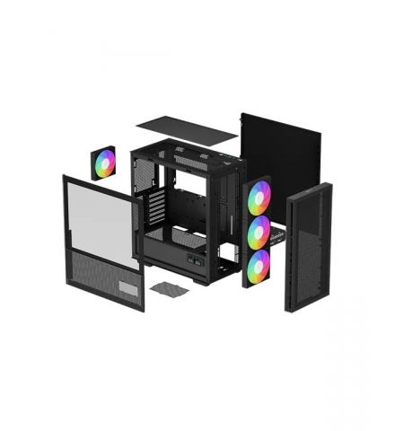 Carcasa DEEPCOOL CH560 DIGITAL / w/oPSU / Side-Window / Digital screen / 4x120mm ARG / ATX / Black