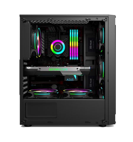 Carcasa Gaming 1STPLAYER RB-4 / no PSU / Side-Window / 1x120mm / ATX / Black