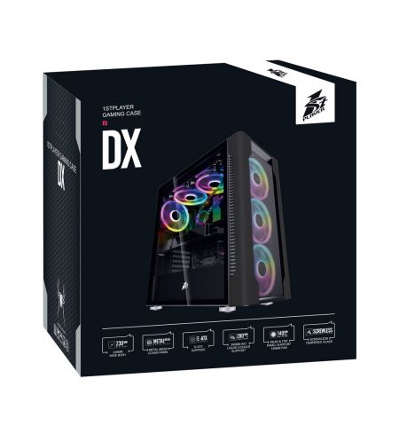 Carcasa 1STPLAYER DX / no PSU / Side-Window / 4x140mm / EATX / Black