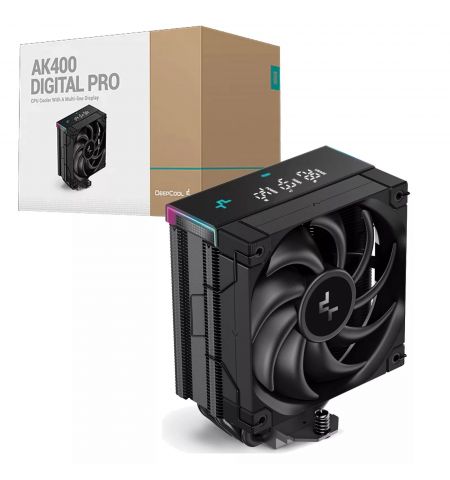 Кулер DEEPCOOL AK400 DIGITAL PRO/ Universal / 220W /500~1750rpm/ <25dBA/ 60.89 CFM/ Black Кулер DEEPCOOL AK400 DIGITAL PRO/ Universal / 220W /500~1750rpm/ <25dBA/ 60.89 CFM/ Black