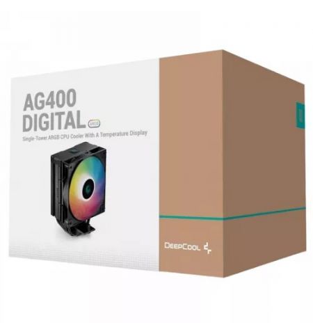 Кулер DEEPCOOL AG400 DIGITAL BK ARGB/ Universal/ 220W/ 500~2100rpm/ <31.6dBA/ 75.89CFM/ Black Кулер DEEPCOOL AG400 DIGITAL BK ARGB/ Universal/ 220W/ 500~2100rpm/ <31.6dBA/ 75.89CFM/ Black