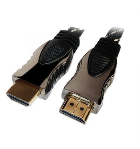 Cable HDMI 2m - Brackton(Zignum) "Prime" K-HDE-FKR-0200.BG, 2 m, High Speed HDMI® Cable with Ethernet, male-male, 99,99% OFC oxygen free copper, up to 2160p 2Kx4K, 3D capable, with 24k gold plated contacts, triple shielded, 2 ferrites, nylon sleeve