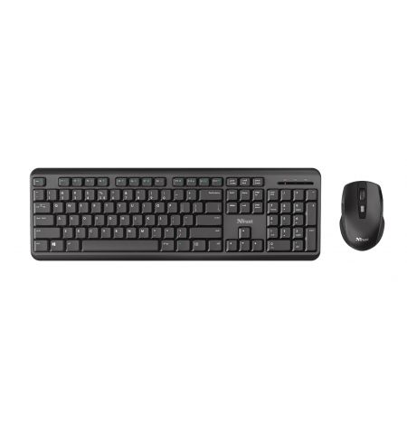 Trust ODY Wireless Silent Keyboard and Mouse Set, Silent keys and mouse buttons, Spill-resistant, RU, Black