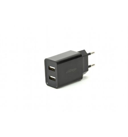 Universal USB Charger - Gembird EG-U2C2A-03-BK, 2-port universal USB charger, 2.1 A, Black