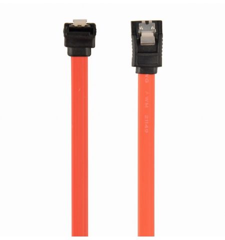 SATA Data Cable - 0.1m - Cablexpert CC-SATAM-DATA90-0.1M, Serial ATA III 10cm data cable with 90 degree bent connector, bulk packing, metal clips