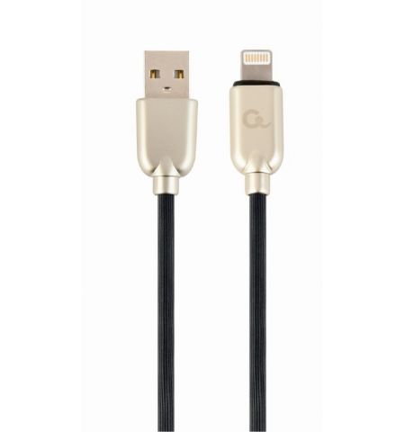 Cable USB2.0/ 8-pin (Lightning)  - 2m - Cablexpert CC-USB2R-AMLM-2M, Premium rubber 8-pin charging and data cable, 2 m, black