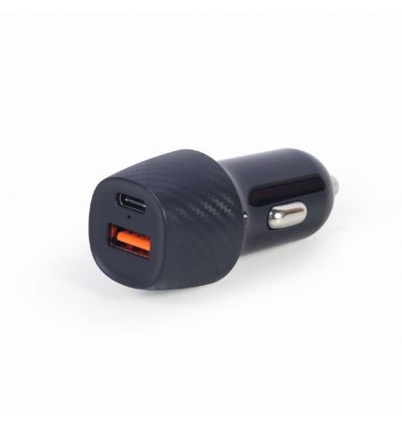 USB Car Charger - TA-U2QC3-CAR-02, 2-port USB car fast charger, Type-C PD, 18 W, black