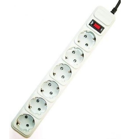 Gembird Surge Protector SPG6-B-10C, 6 Sockets, 3.0m, up to 250V AC, 16 A, safety class IP20, Grey