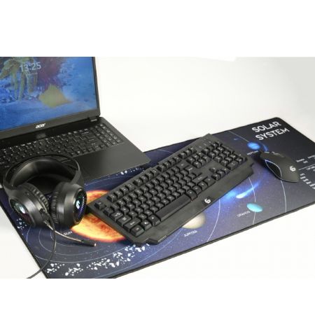 Gembird Mouse pad MP-SOLARSYSTEM-XL-01 COSMOS, Gaming, Extra wide pad surface size 350 x 900 mm, Material: natural rubber foam + fabric, Black Gembird Mouse pad MP-SOLARSYSTEM-XL-01 COSMOS, Gaming, Extra wide pad surface size 350 x 900 mm, Material: natural rubber foam + fabric, Black