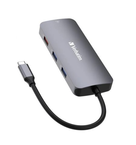 Многопортовый Адаптер Verbatim CMH-09/ USB-С/ 2xUSB-A 3.2/ 1xUSB-A 3.2(Gen 2)/ 2xUSB-C 3.2(Gen 2)/ HDMI/ RJ45/ SD/ microSD