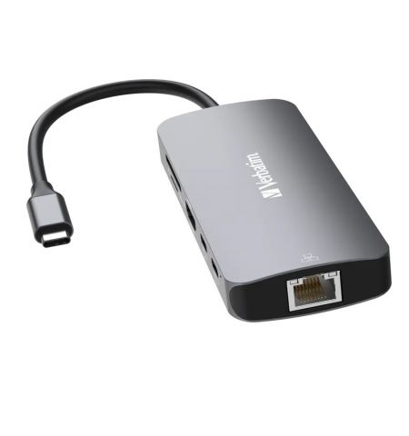 Многопортовый Адаптер Verbatim CMH-09/ USB-С/ 2xUSB-A 3.2/ 1xUSB-A 3.2(Gen 2)/ 2xUSB-C 3.2(Gen 2)/ HDMI/ RJ45/ SD/ microSD