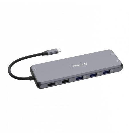 Многопортовый Адаптер Verbatim CMH-13/ USB-С/ 3xUSB-A 3.2/ 1xUSB-A 3.2(Gen2)/ 2xUSB-A/ 2xUSB-C/ 2xHDMI/ 1xDP/ RJ45