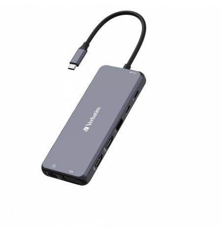 Многопортовый Адаптер Verbatim CMH-14/ USB-С/ 3xUSB-A 3.2/ 2xUSB-A/ 1xUSB-C PD(100W)/ 2xHDMI/ 1xVGA/ RJ45/ SD/ microSD