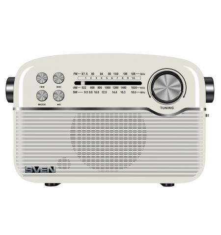 Колонка Портативная SVEN SRP-500, White / 3W / Bluetooth / FM/AM/SW Radio / USB / microSD