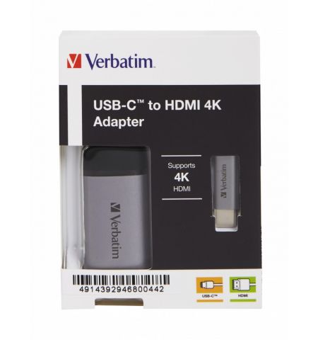 Адаптер Verbatim USB Type-C to HDMI 4K, 10 cm