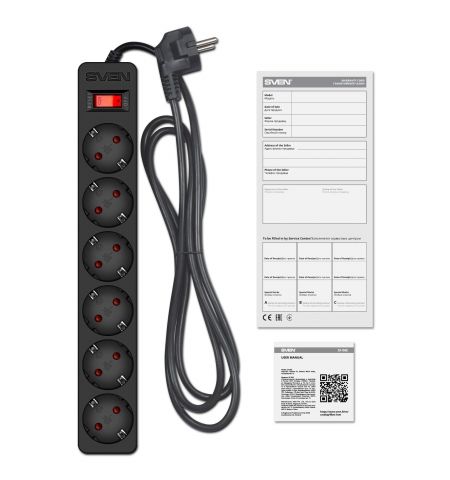 Фильтр сетевой SVEN SF-06E/ 6 Sockets/ 2300W/ 1.8m/ Black Фильтр сетевой SVEN SF-06E/ 6 Sockets/ 2300W/ 1.8m/ Black
