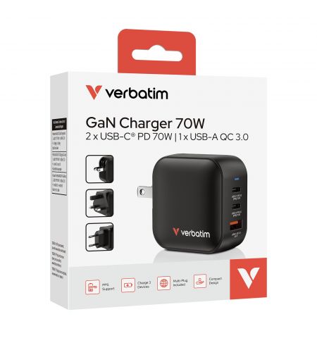 USB-зарядное устройство  Verbatim Mini GaN Charger 70W USB-зарядное устройство  Verbatim Mini GaN Charger 70W