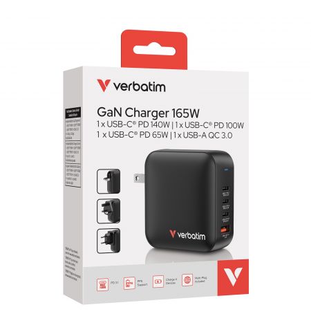 USB-зарядное устройство  Verbatim Mini GaN Charger 165W USB-зарядное устройство  Verbatim Mini GaN Charger 165W