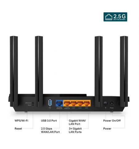 Wi-Fi роутер TP-LINK Archer AX55 Pro / AX3000 Dual Band / Wi-Fi6 / Gigabit / 1x1 Gbps WAN/LAN port + 3xGigabit LAN ports + 1xUSB3.0/ 4 external antennas