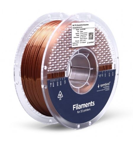 Gembird TPU flexible filament, Copper, High elasticity Thermoplastic Polyurethane, 1.75mm, 1kg
