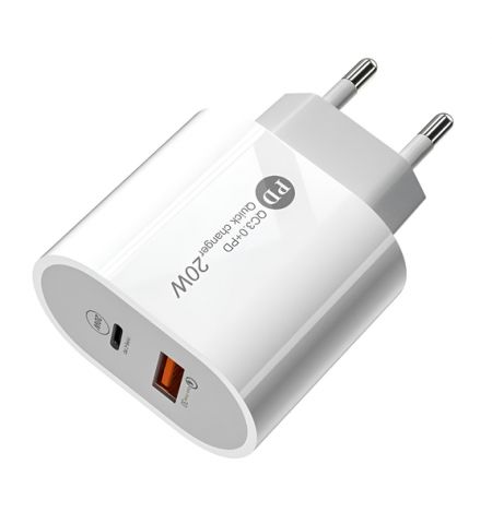 Настенное зарядное устройство для шлема USB/Type-C PD, QC3.0 20 Вт, белый