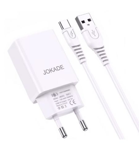 Jokade Зарядное устройство Liangzi Series 2*USB-A с кабелем USB-A - Type-C 1 м, белый