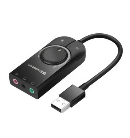 UGREEN Адаптер USB-A внешний стереозвук, 15 см CM129, черный