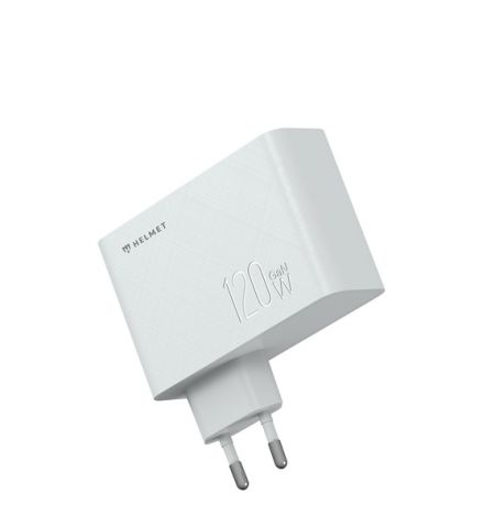 Настенное зарядное устройство для шлема GaN 1*USB-A+2*Type-C 120W 6A, белый